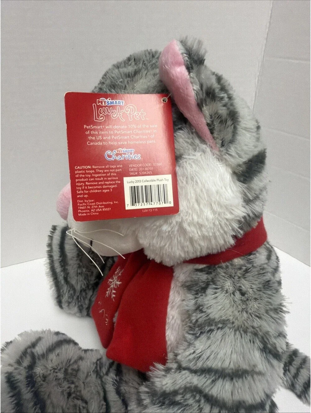 PetSmart Plush Dog Toy Lucky the Cat Squeaker 12